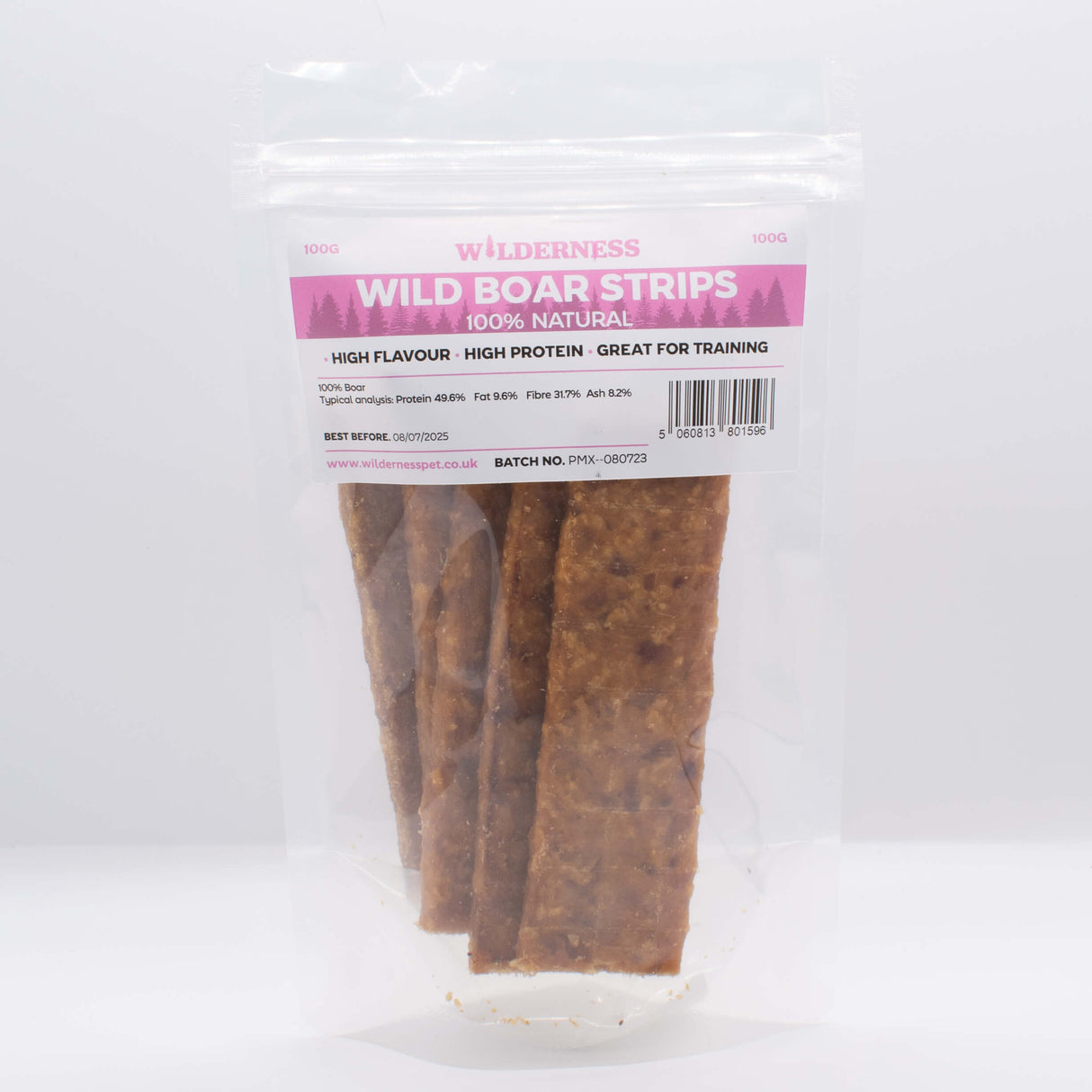 Wilderness 100% Natural Boar Strips 100g Pack